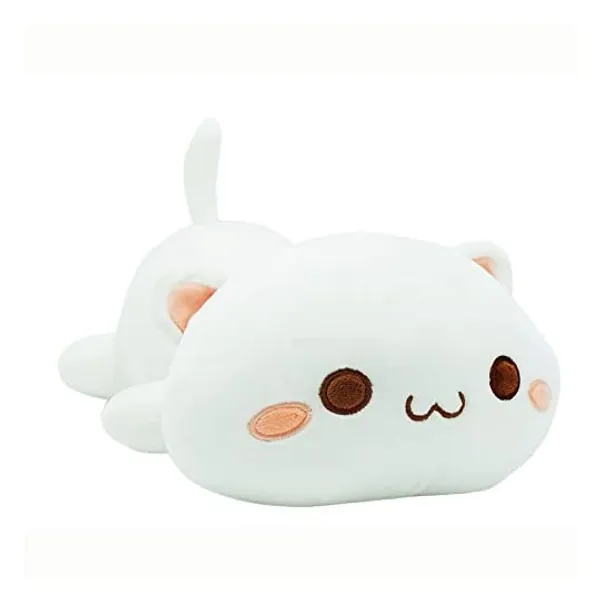 
                            Cute Kitten Plush Toy Stuffed Animal Pet Kitty Soft Anime Cat Plush Pillow for Kids (White A, 12")
                        