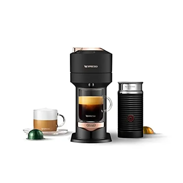 
                            Nespresso Vertuo Next Coffee and Espresso Maker by De'Longhi, Deluxe Matte Black Rose Gold with Aeroccino Milk Frother
                        