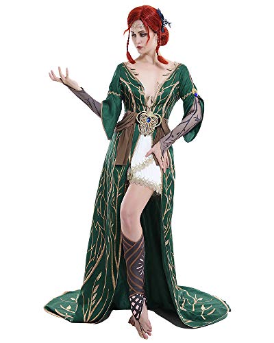 miccostumes Women's Game Costume Sorceress Cosplay Outfit Dress Robe - 1X-2X - Green