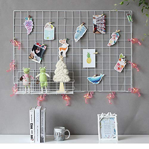 GBYAN Wall Grid 2 Pack Wire Photo Board White Panels Desk Wall Organizer for Memo, Picture Display, 25.6"x17.7 Each Grid Panel - white