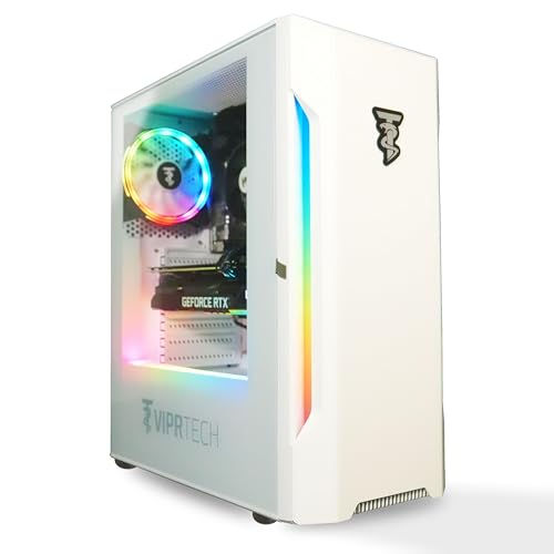 ViprTech Rebel Gaming PC Desktop Computer - AMD Ryzen 5 (12-LCore 3.9Ghz), RTX 3060 12GB, 32GB DDR4 3200 RAM, 1TB NVMe SSD, 600W Gold PSU, VR-Ready, Streaming, WiFi, RGB, Win 11 Pro, White - Ryzen 5 | RTX 3060 12G | White