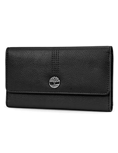 Timberland Women's Leather RFID Flap Wallet Cluth Organizer, One Size - One Size - Black (Pebble)