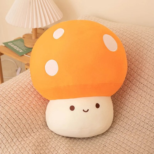 Colorful Cozy Pastel Mushroom Plushie Toy - orange / 10cm