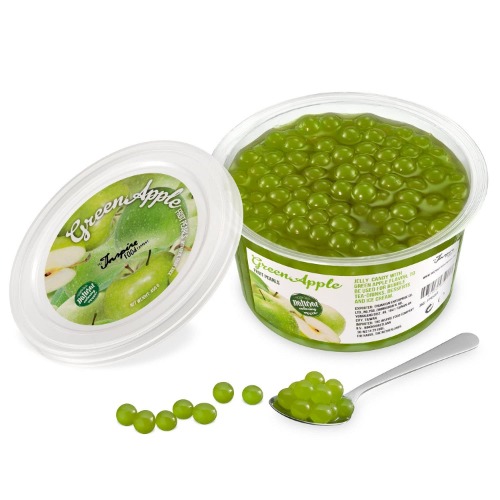 Original Popping Boba Fruchtperlen für Bubble Tea - 450g - Grüner Apfel - Ohne künstliche Farbstoffe, echte Fruchtsäfte - Weniger Zucker - 100% Vegan und Glutenfrei - 450 g (1er Pack)
