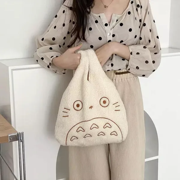 Totoro Stickerei Anime Japanische Umhängetasche, Süße kuschelige Totoro-Form Handtasche, Totoro Cartoon Stofftasche, Geschenke für sie, Öko-Einkaufstasche