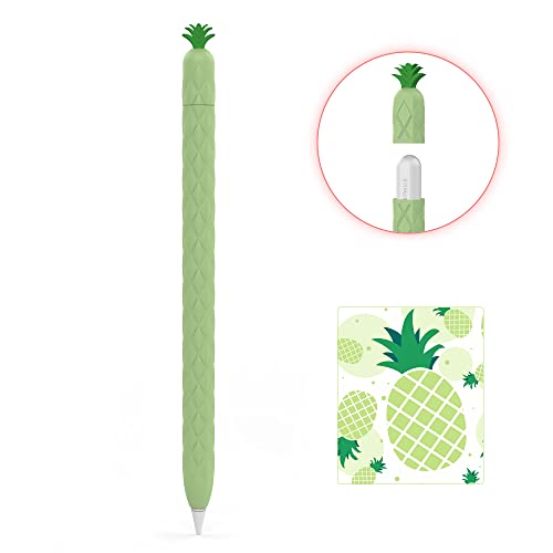 AHASTYLE Silikon Hülle für Apple Pencil 2 Fruchtdesign Ärmel Sanft Schutzhülle Griff Zubehör Kompatibel mit Apple Pencil 2. Generation (Ananas Grüne) - Apple Pencil 2nd - Ananas Grüne