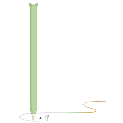 YINVA Apple Pencil Hülle Apple Pencil Case Netter Fall, Silikon Schön Weicher Stift Grip Griff mit Ladekappe Kappe und Pen Nib Spitze Schutzhülle (2. Generation, Grün) - 2. Generation Grün