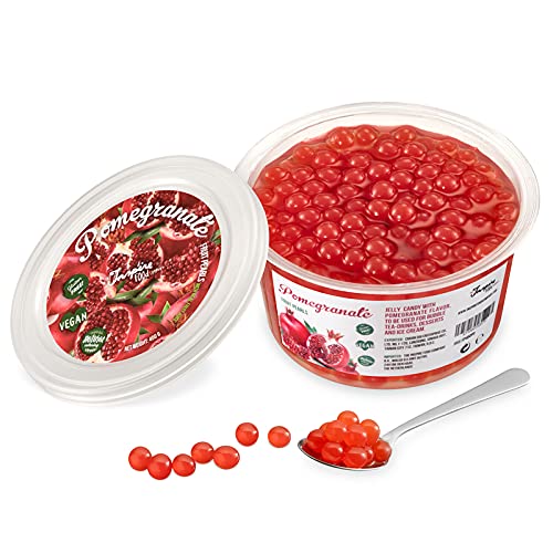 INSPIRE FOOD Platzende Boba-Perlen für Bubble Tea – 450 g | Granatapfel | Platzende Perlenblase | Echter Fruchtsaft für Shakes, Smoothies | 100 % vegetarisch und glutenfrei, ohne künstliche Farbstoffe - 450 g (1er Pack)