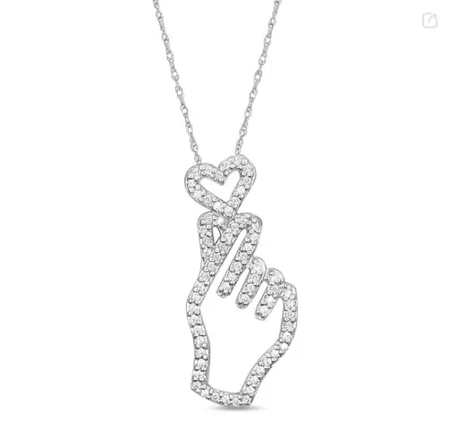 1/5 CT. T.W. Diamond Heart Love Outline Pendant in Sterling Silver