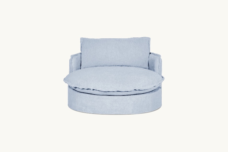 Neva Round Daybed | Washed Cotton Linen Morning Glory / Poly Fill