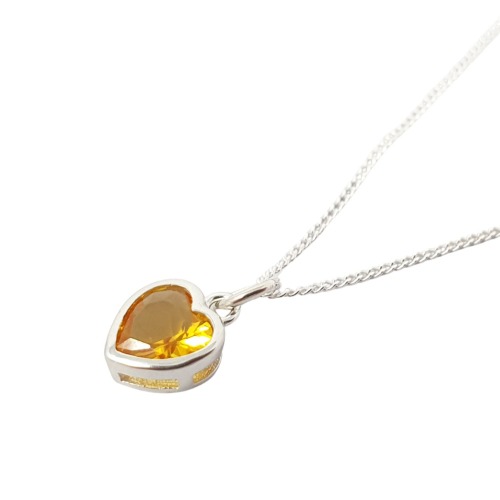 Mini Heart Silver Citrine November Birthstone Necklace by Harfi