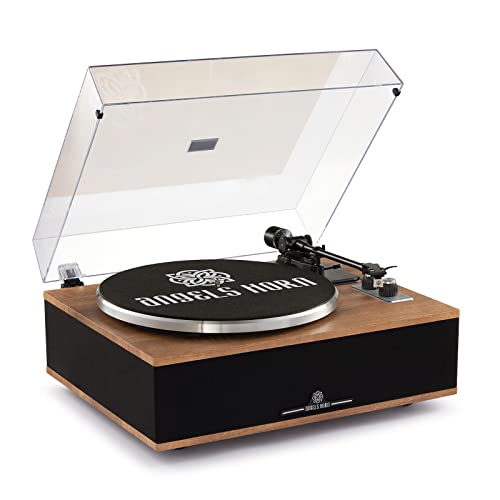 ANGELS HORN Vinyl Record Player, Bluetooth Turntable with Built in Speakers Phono Preamp, High Fidelity Turntables for Vinyl Records with Magnetic Cartridge AT-3600L, Belt Drive 2-Speed - Walnut