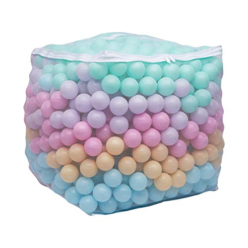 Amazon Basics BPA Free Crush Proof Plastic Ball, Pit Balls with Storage Bag, Toddlers Kids 12+ Months, 1000 Count, 1000 Balls, 6 Pastel Colors