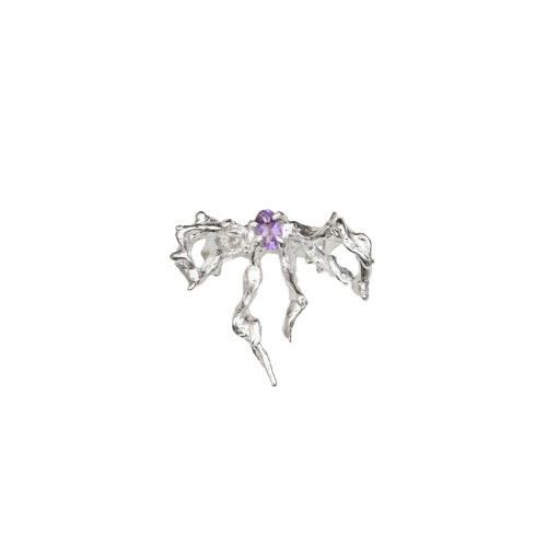 Moira x Mel - Flying Bow Ring - Silver/Amethyst | O