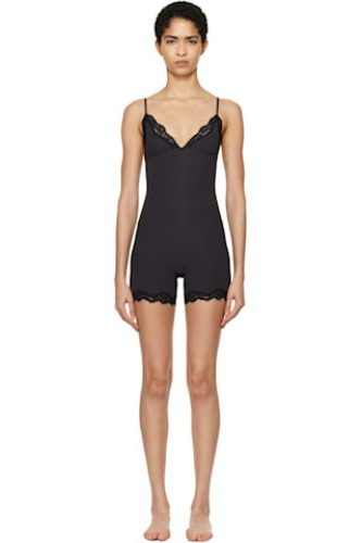 SKIMS - Black Fits Everybody Lace Triangle Onesie Jumpsuit