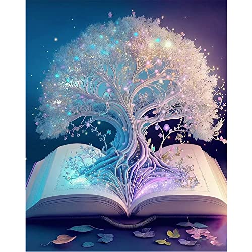 CLYCTIP DIY 5D Diamond Painting Kits for Adults, White Tree of Life Diamond Painting Art Kits for Home Wall Decor Gifts - white