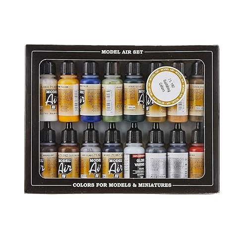 Vallejo Watercolor Building Set Model Air Paint, 17ml (Pack of 16), Blue - Blue