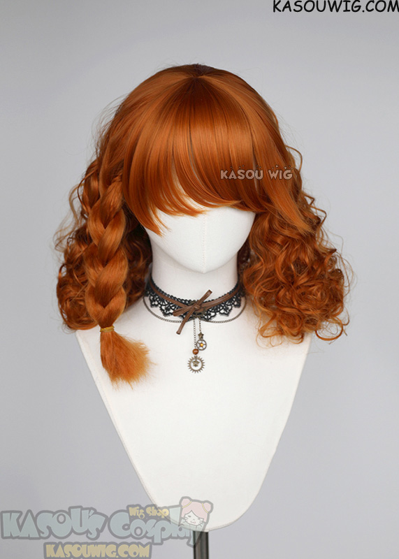 League of Legends Aurora orange fluffy curly wig