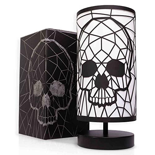 GAVIA Black Skull Lamp - 3-Way Dimmable Touch Control - Gothic Decor - Goth Room Decor - Skeleton Lamp - Home Decor - Goth Lamp for Bedroom Decor - Goth Decor - Skull Light - Skull