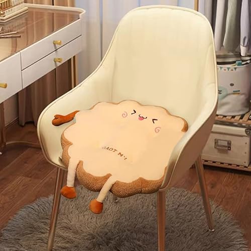 lumogeva Toast Bread Pillow Cushion with Naughty Expression, Kawaii Plush Toy Funny Food Plush Cushion for Office Dorm Bedroom Seat,Plush Cushion Gift for Birthday, Valentine, Christmas (Round)… - Naughty - 1