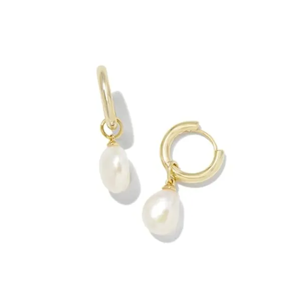 Kendra Scott Willa Pearl Huggie Earrings in White Pearl, Fashion Jewelry for Women