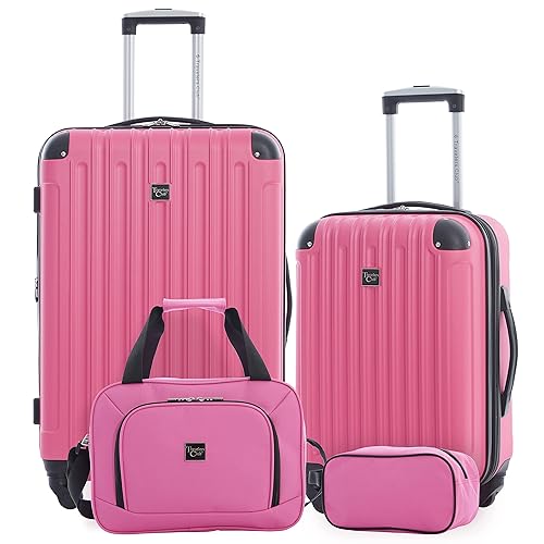 Travelers Club Midtown Hardside Luggage Travel, Bubble Gum, 4-Piece Set - Bubble Gum