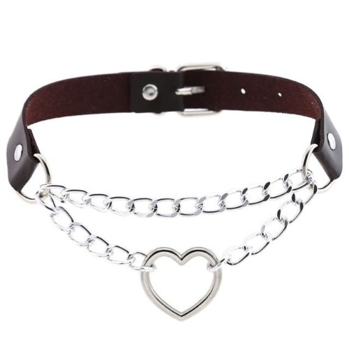 Chained Valentine Choker (15 Colors) - Coffee