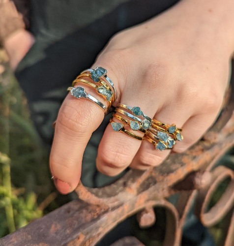 Aquamarine Stacking Ring | Silver / Q-S