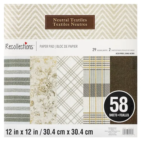 Neutral Textiles Paper Pad by Recollectionsโข, 12" x 12"