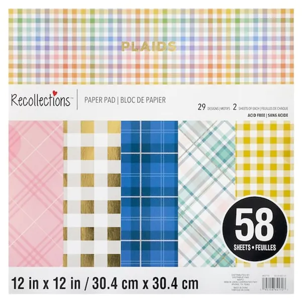 Bright Plaids Paper Pad by Recollectionsโข, 12" x 12"