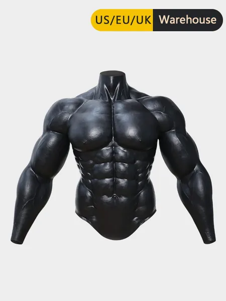 Black Upper Body Muscle Suit With Arms
