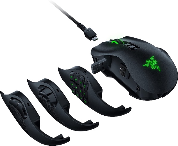 Razer Naga Pro Wireless Gaming Mouse: Interchangeable Side Plate w/ 2, 6, 12 Button Configurations - Focus+ 20K DPI Optical Sensor - Fastest Gaming Mouse Switch - Chroma RGB Lighting