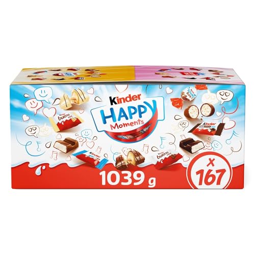Kinder Happy Moments Exclusive Bulk Chocolate Gift Box, Mini Variety Chocolate Treats, Celebrations Chocolate Hamper, Perfect for Gifting - Kinder Bueno, Kinder Chocolate & More 1kg