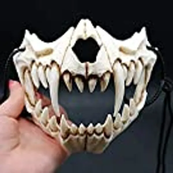 Japanese Halloween Mask Resin Mask Half Face Skull Scary Mask Cosplay Decorative