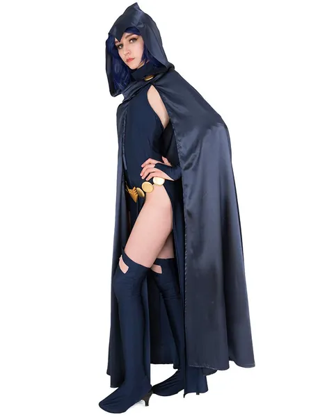 miccostumes Women's Cosplay Costume Dress With Hooded Cloak Halloween Blue