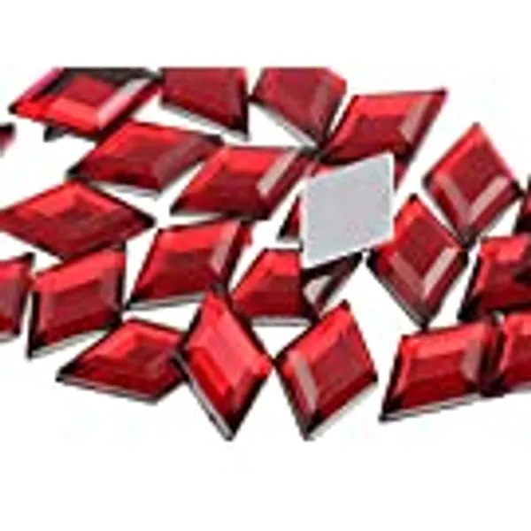 Allstarco 11x18mm Flat Back Diamond Acrylic Rhinestones Plastic Gems for Jewelry Making Costume Jewels Cosplay Embelishments - 35 Pieces (Red Ruby H103)