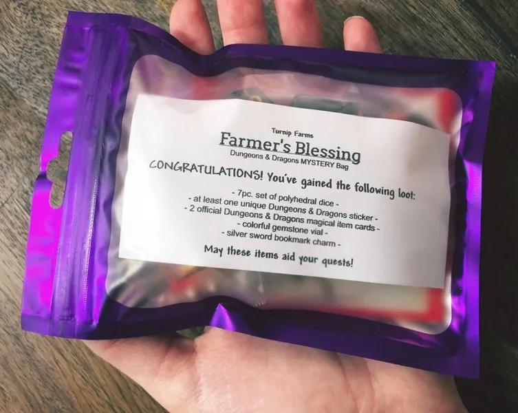 Farmer’s Blessing - D&D Mystery Bag! | Dungeons and Dragons Loot Mystery Bag Surprise Gift | Dice, Stickers, and More!