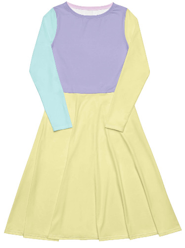 Pastel Colorblock Long Sleeve Midi Dress | 6XL