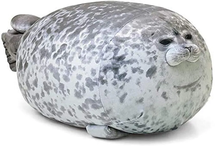 Rainlin Chubby Blob Seal Stuffed Cotton Plush Animal Toy Cute Ocean (A-Gray, Large(23.6 in))