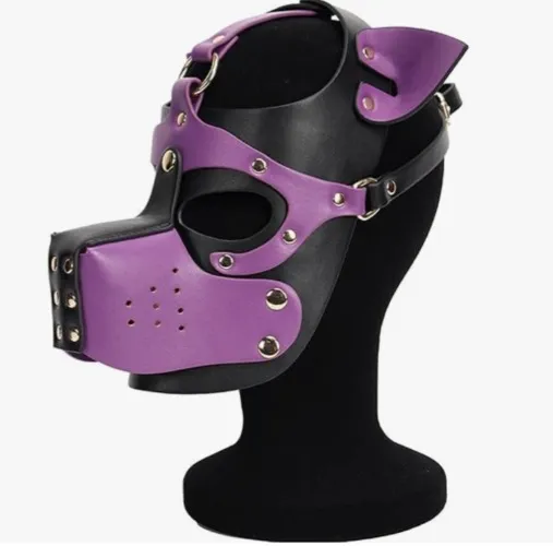 SATIJA Petplay Hundemaske mit Ohren Welpenmaske Abnehmbarer Mundschutz für Cosplay Party Masquerade