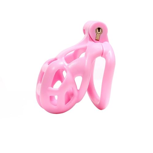 SeLgurFos CB-V2.0 Keuschheitsgürtel Set Rosa Peniskäfig mit 4 Größen Curved Cockringe Abstinenz SM Bondage Chastity Cage Sexspielzeug für Männer - pink-small