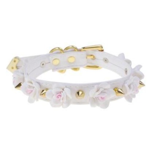 Spiked Floral Collar - White & Gold