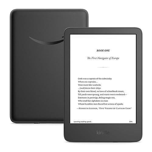 New Amazon Kindle (16 GB) - Lightest and most compact Kindle, with glare-free display, faster page turns, adjustable front light, and long battery life - Without Lockscreen Ads - Black - Black - Without Kindle Unlimited - Without Lockscreen Ads