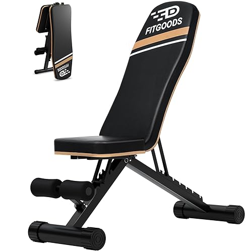 FitGoods Assemble-Free Foldable Weight Bench Press for Home Gym, 660 LBS Capacity Incline Decline, Sit-up Bench for Full-Body Strength Training - 660LBS Weight Bench