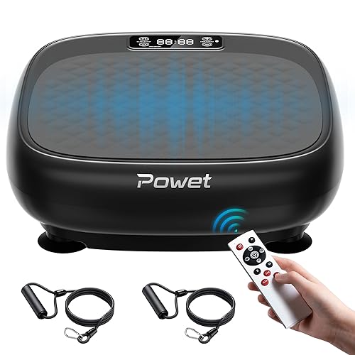 POWET Vibration Plate Exercise Machine, Whole Body Workout Waver Vibration Plate for Lymphatic Drainage with 5 Setting Modes, 99 Speed Levels for Weight Loss, Shaping, Toning - Black