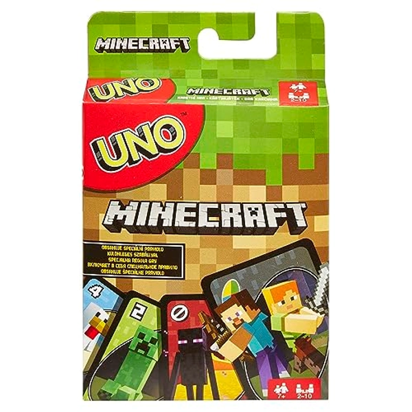 Mattel Games UNO Minecraft Card Game Videogame-Themed Collectors Deck 112 Cards with Character Images, For Fans Ages 7 Years Old & Up