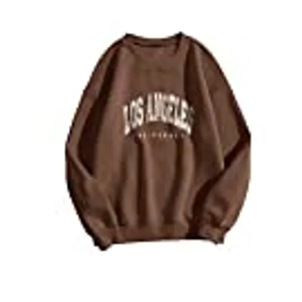 SheIn Women's Casual Long Sleeve Round Neck Slogan Graphic Pullover Sweatshirt