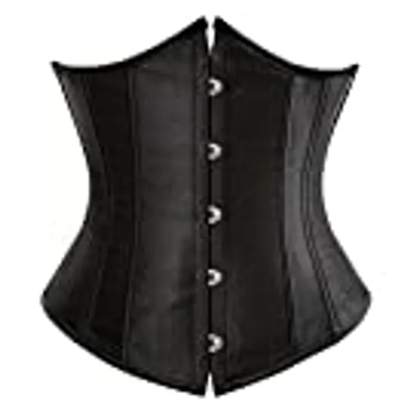 Zhitunemi Women's Satin Underbust Corset Bustier Waist Training Cincher Plus Size Corsets