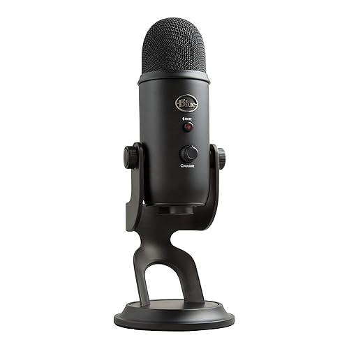 Blue Yeti USB Microphone for Recording, Streaming, Gaming, Podcasting on PC and Mac, Condenser Mic for Laptop or Computer with Blue VO!CE Effects, Adjustable Stand, Plug and Play - Blackout