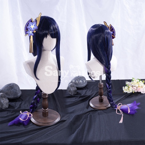 【In Stock】Game Genshin Impact Inazuma Baal Raiden Shogun Blue and Purple Gradient Long Weave Cosplay Wig